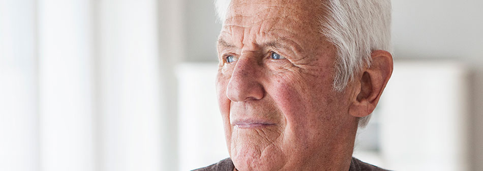 Portrait of older white male concerned with his Kidney Cancer diagnosis